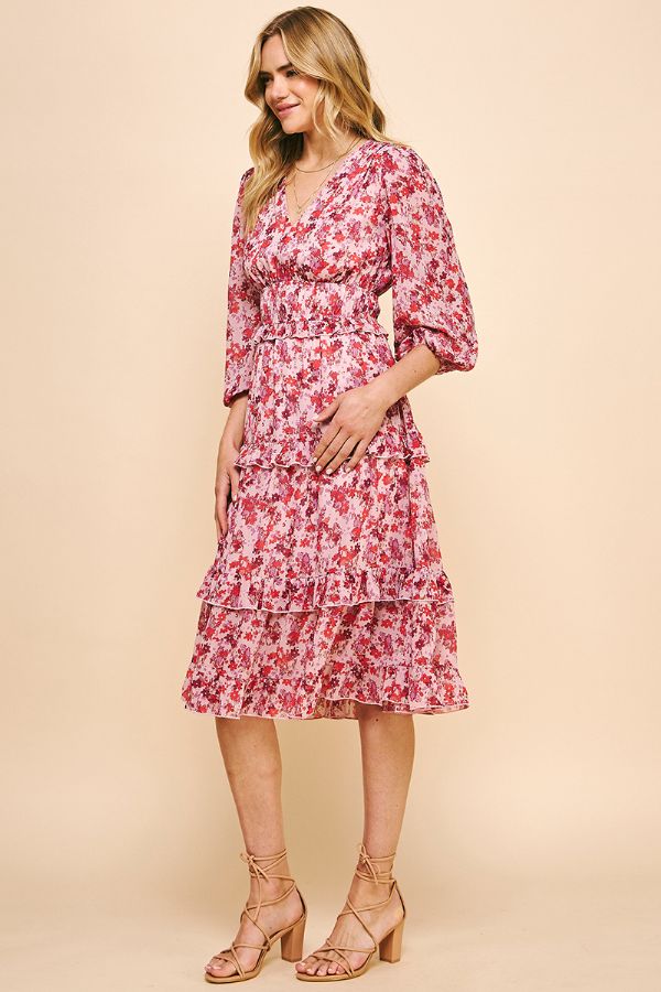 tiered midi dress floral
