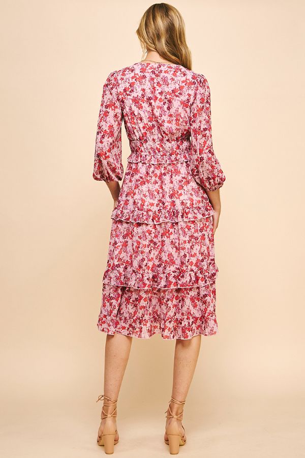tiered midi dress floral