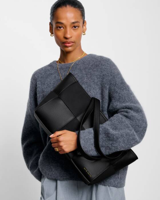 Taya Hand Woven Suedette Tote Bag