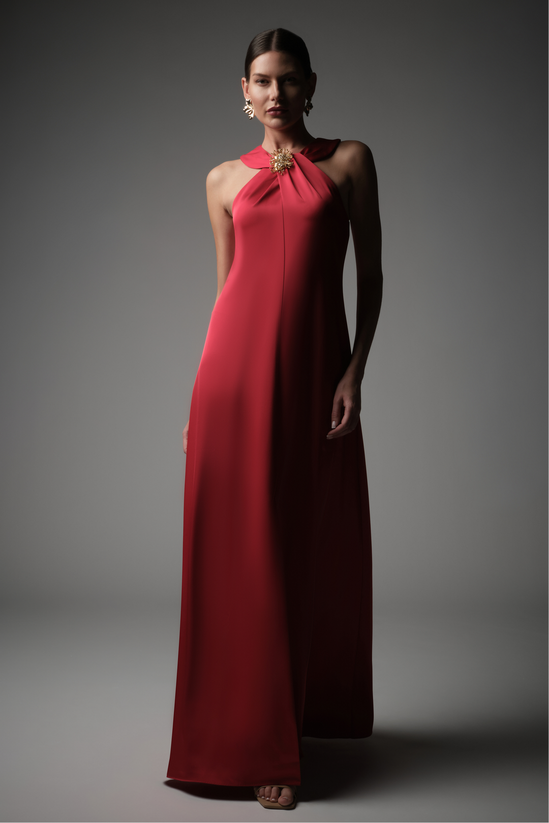 Maci Satin Halter Gown from KADOU Boutique