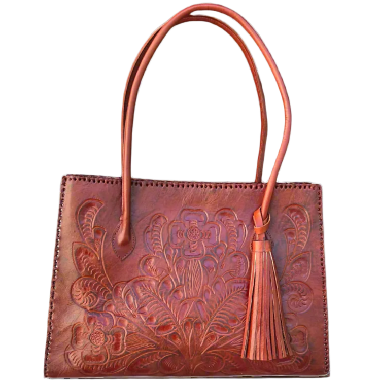 The Amy | Hand-Tooled Leather Tote Bag
