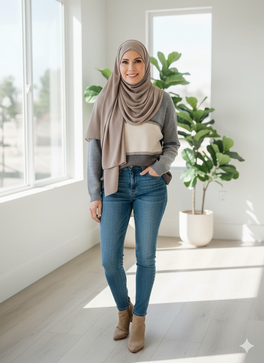 Relaxed Striped Beaded Sweater