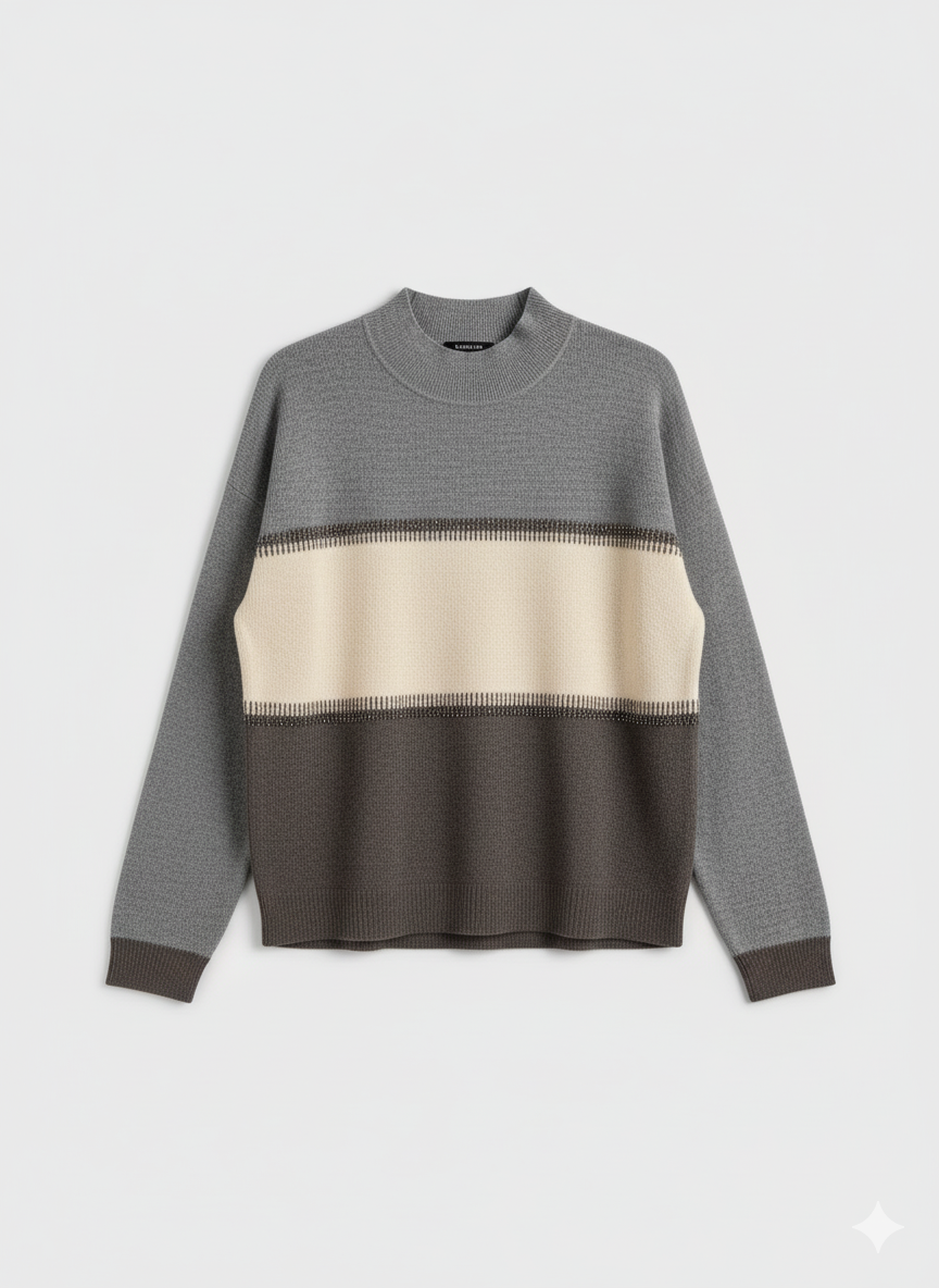 Relaxed Striped Beaded Sweater
