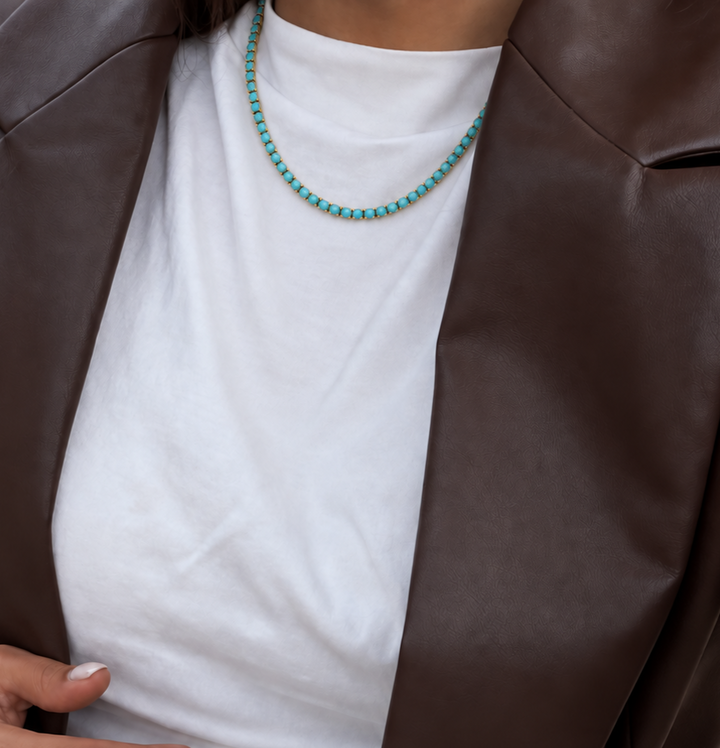 Karla Tennis Necklace - Turquoise