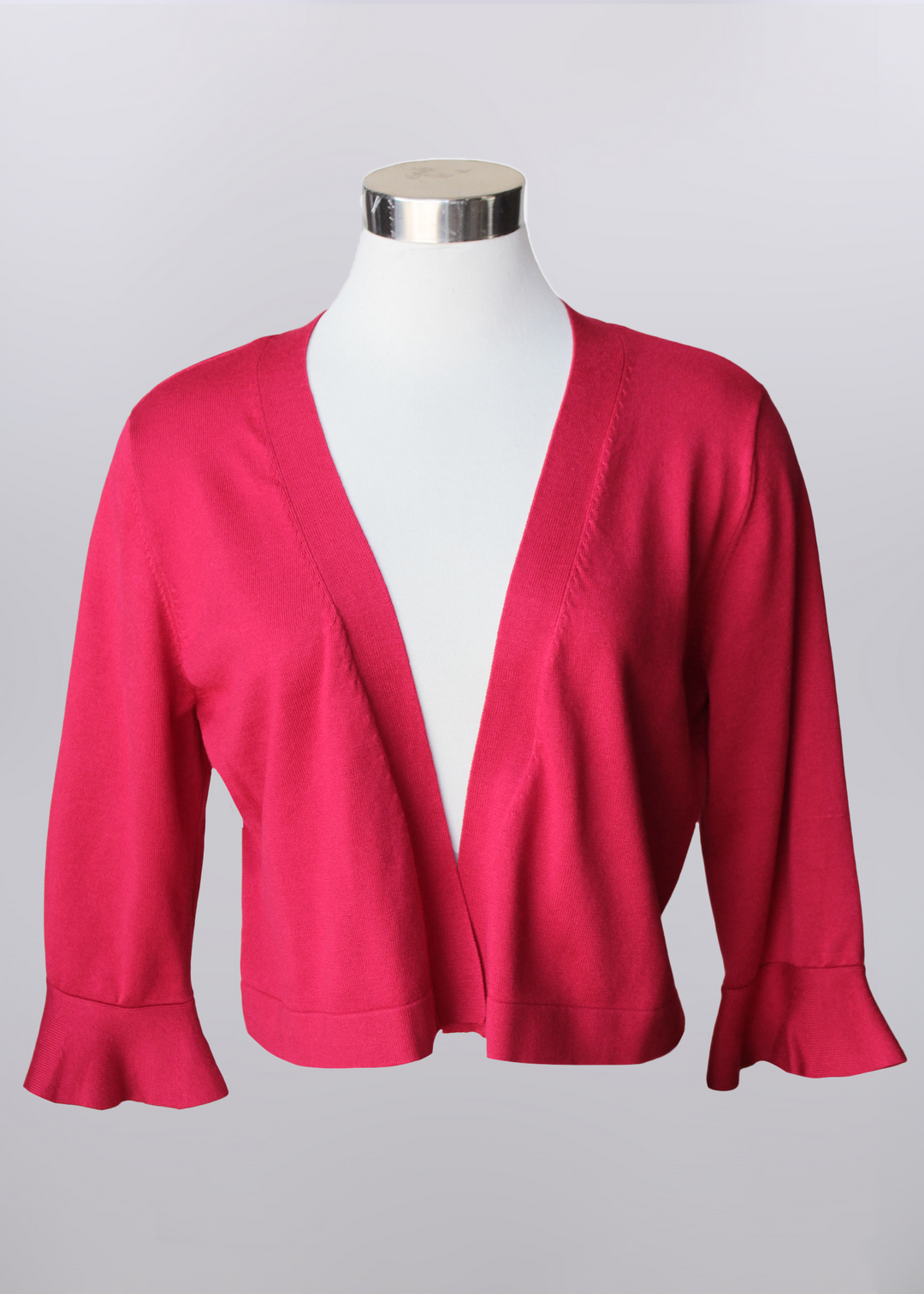 Ruffled Sleeve Knit Bolero in Red color.