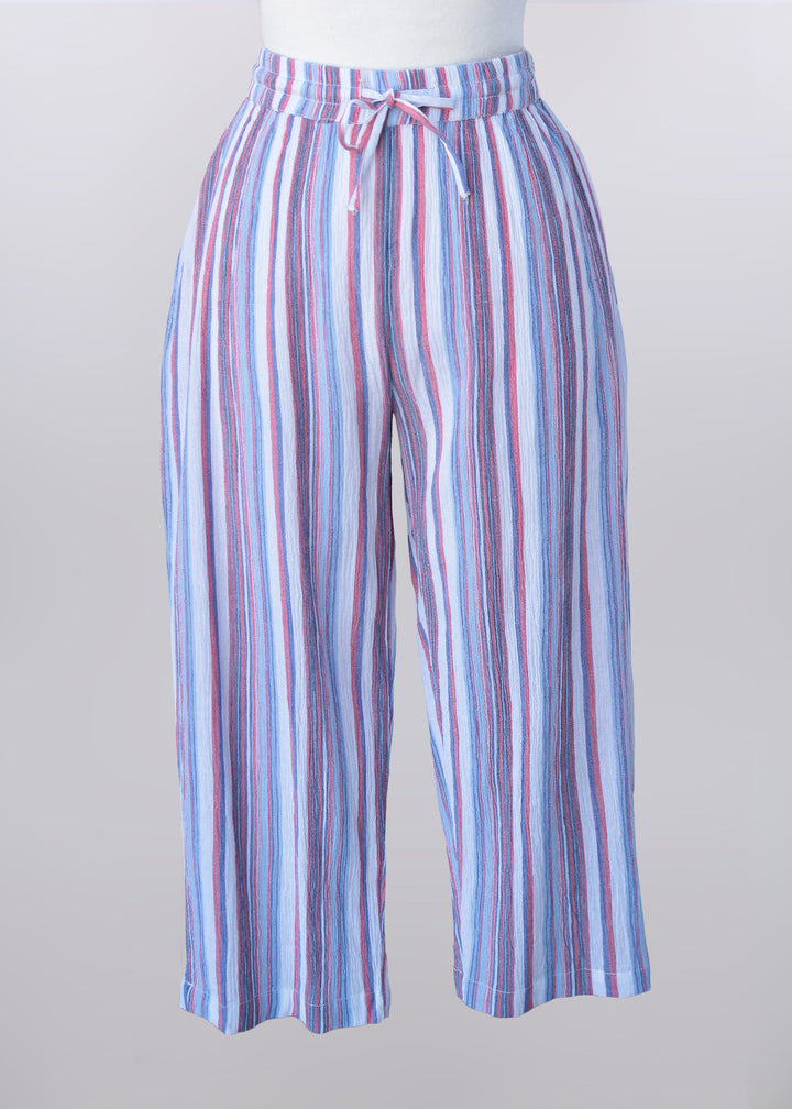 Striped Pull On Carpi Pants
