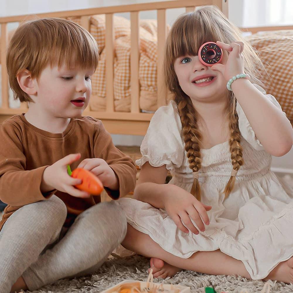 Tiny Land® Wooden Food for Play Kitchen &amp; Wooden Rack