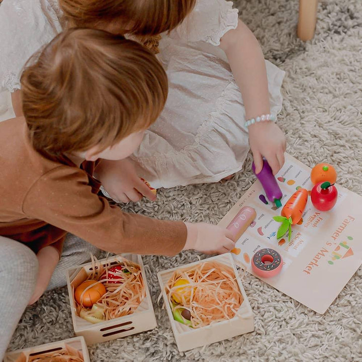 Tiny Land® Wooden Food for Play Kitchen &amp; Wooden Rack