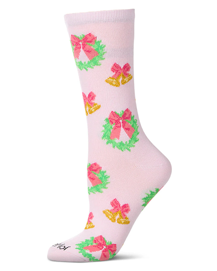 Women's "Bells N Bows" Christmas Holiday Novelty Crew Sock