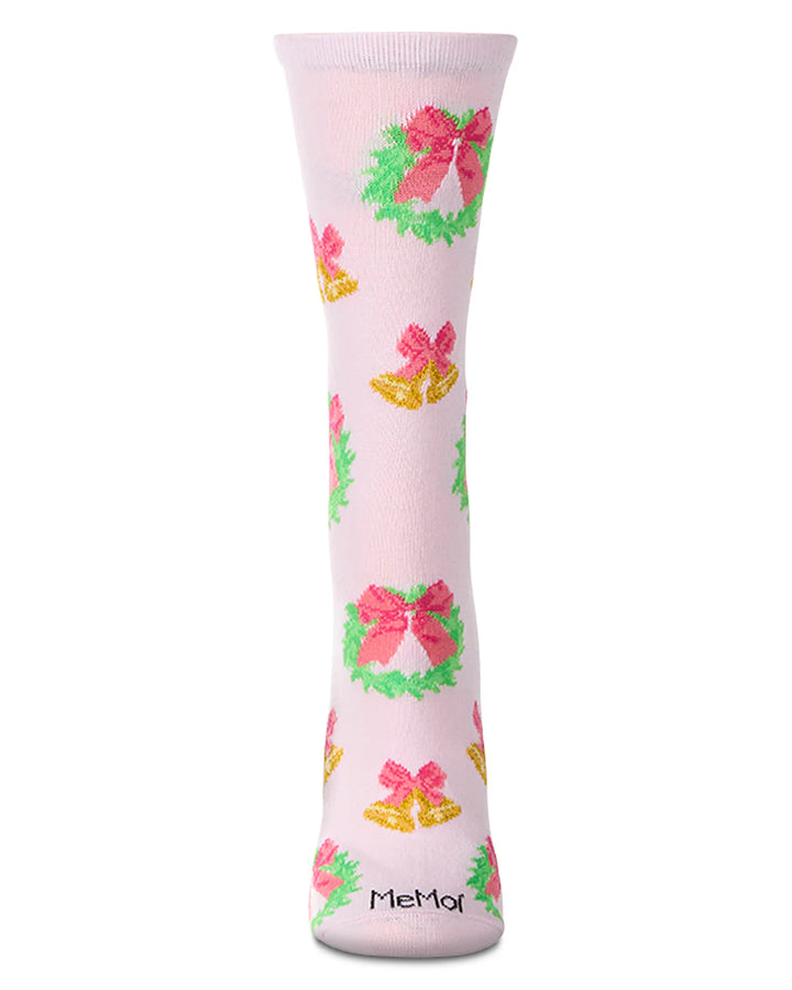 Women's "Bells N Bows" Christmas Holiday Novelty Crew Sock