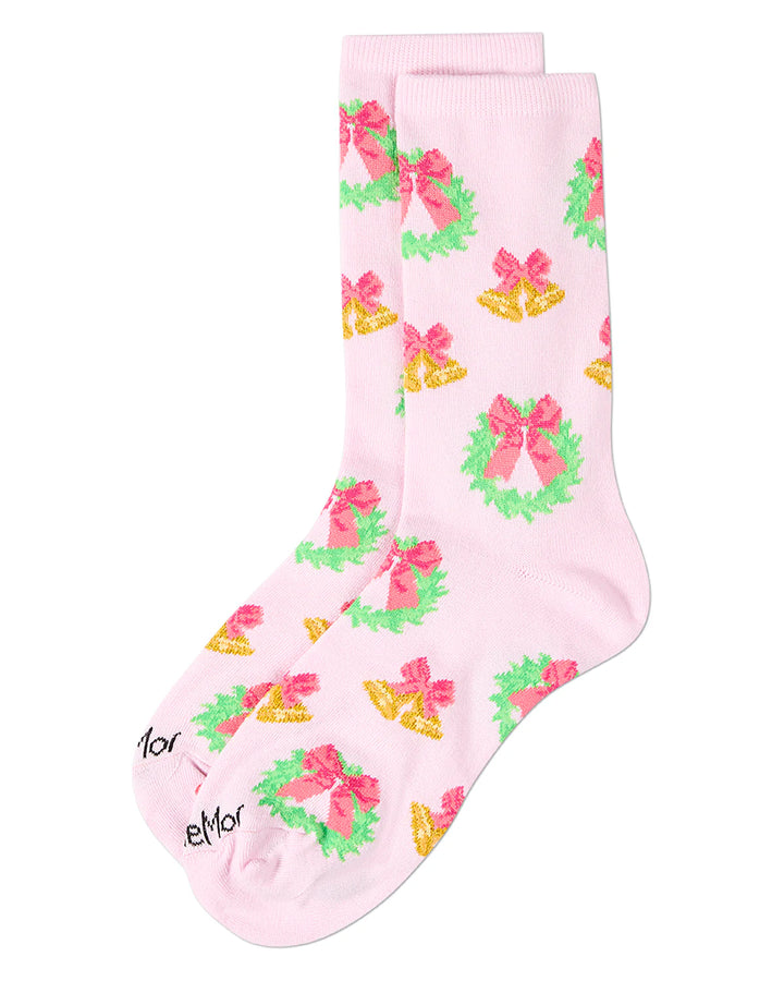 Women's "Bells N Bows" Christmas Holiday Novelty Crew Sock