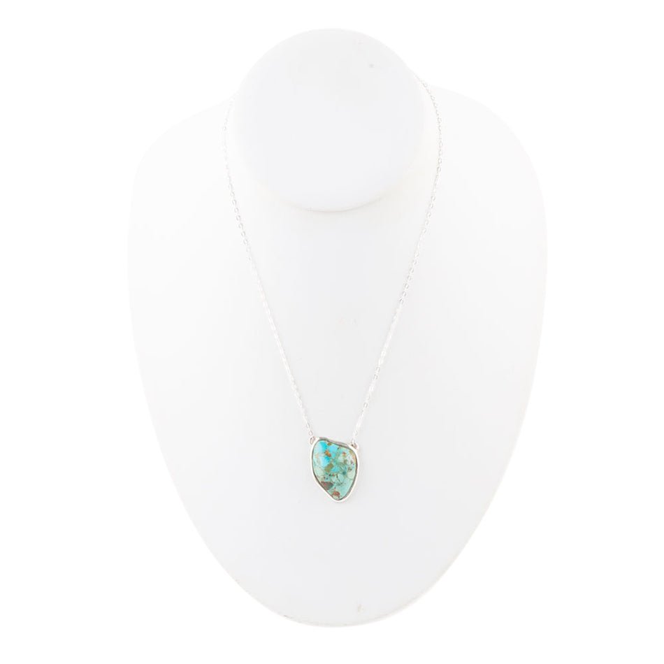 Abstract turquoise sterling silver pendant necklace