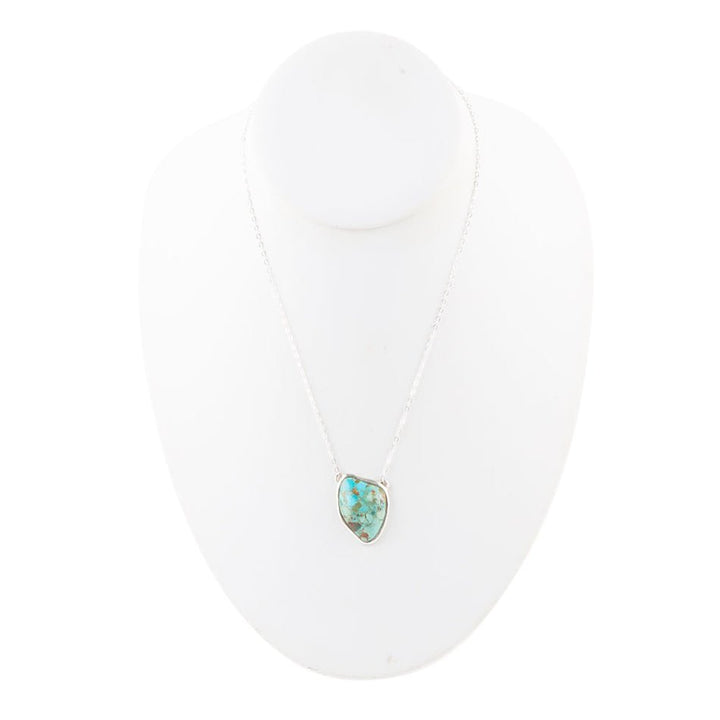 Abstract turquoise sterling silver pendant necklace