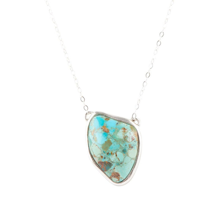 Abstract turquoise sterling silver pendant necklace