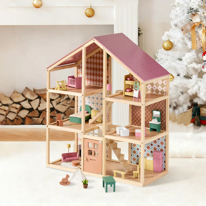 Tiny Land® Sweetwood Pegasus Dollhouse &amp; Wooden Dollhouse Dolls