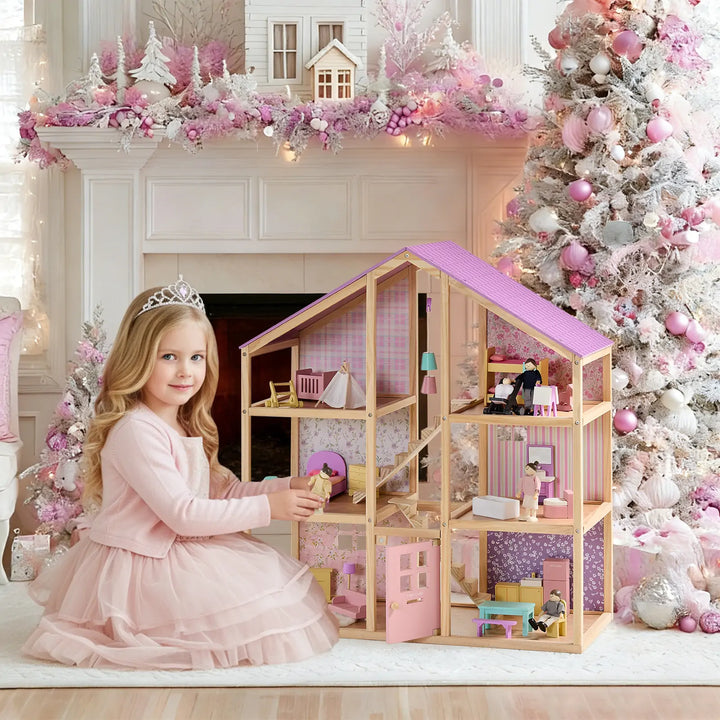 Tiny Land® Sweetwood Unicorn Dollhouse &amp; Wooden Dollhouse Dolls