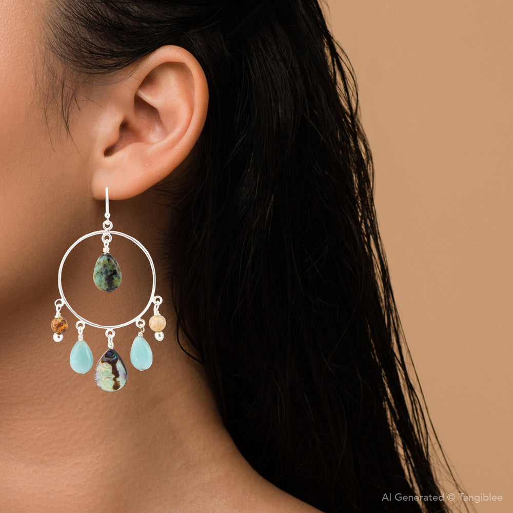 Ajo Abalone Sterling Silver Circle Earrings from KADOU Boutique