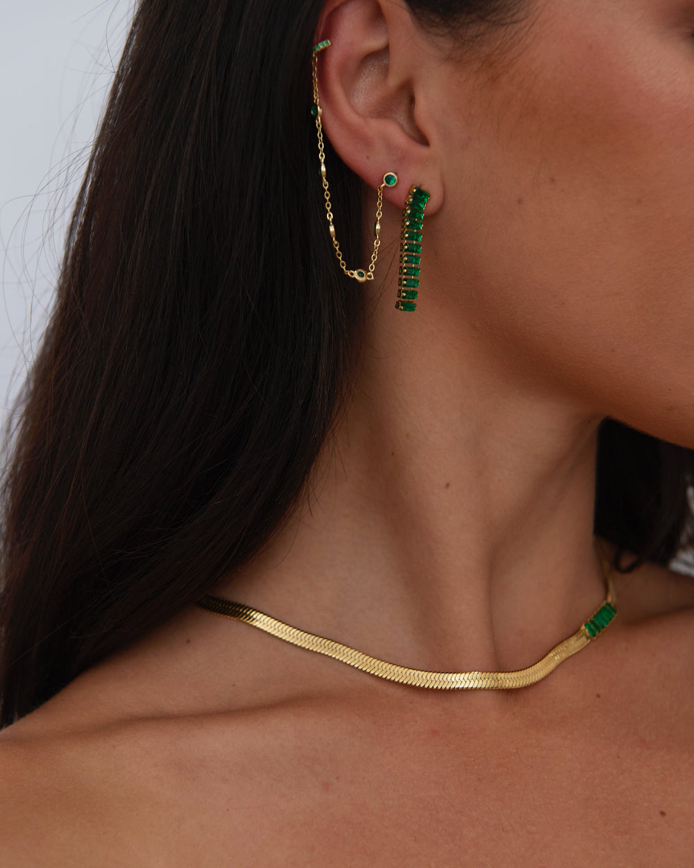 Alessia Emerald Cz Drop Earring from KADOU Boutique