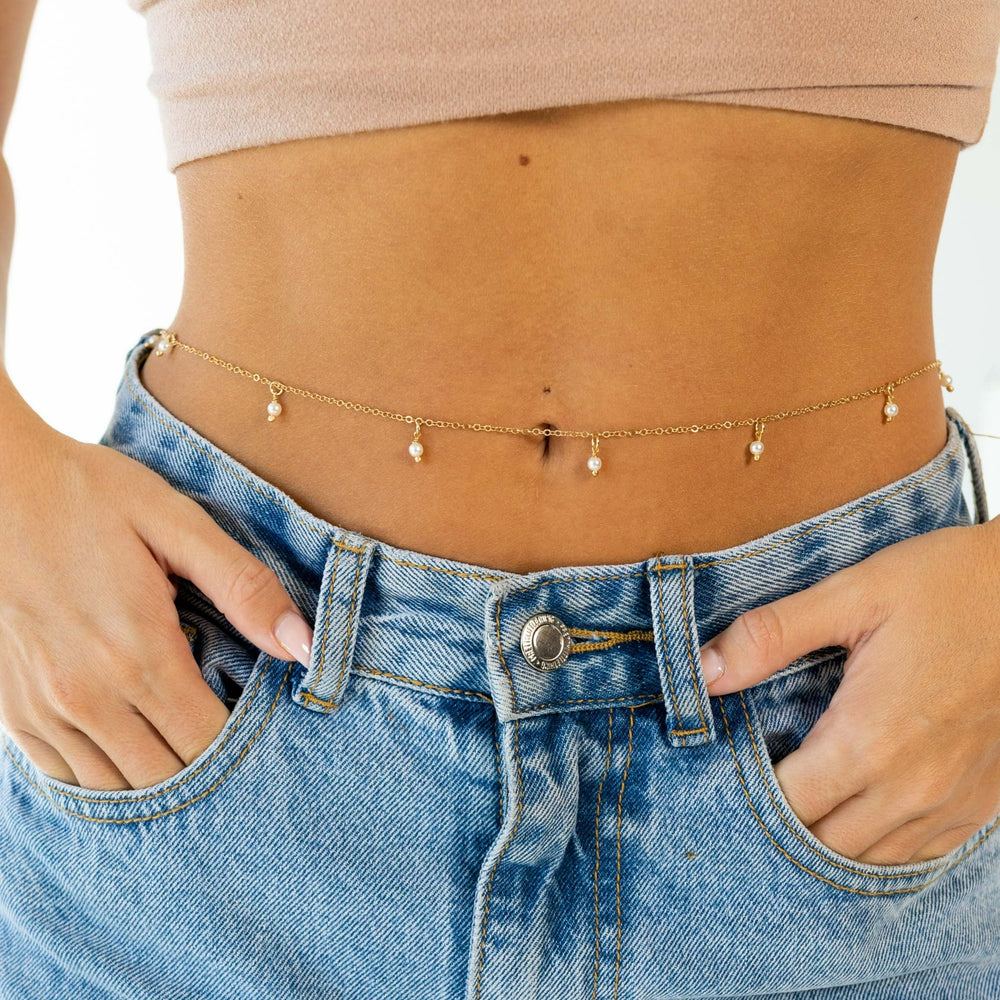 Alina Pearl Belly Chain from KADOU Boutique