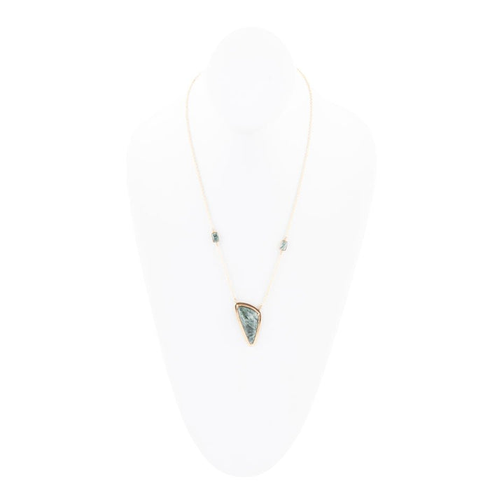 Alpine Green Seraphinite and Golden Necklace