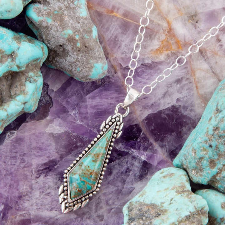 Anemone Long Diamond Turquoise and Sterling Silver Necklace
