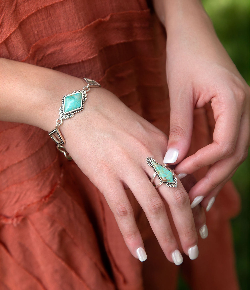 Anemone Blue Turquoise and Sterling Silver Statement Ring from KADOU Boutique