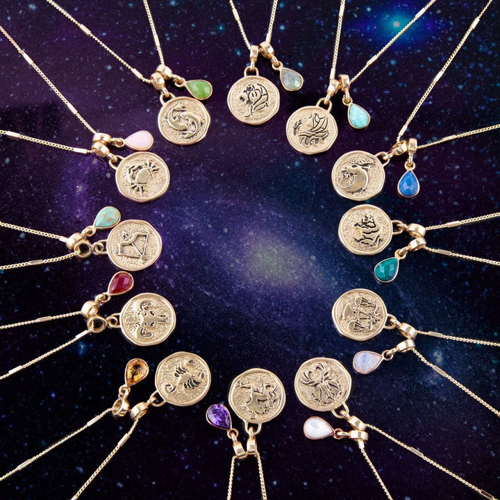 Aries - Zodiac Red Carnelian Golden Charm Necklace