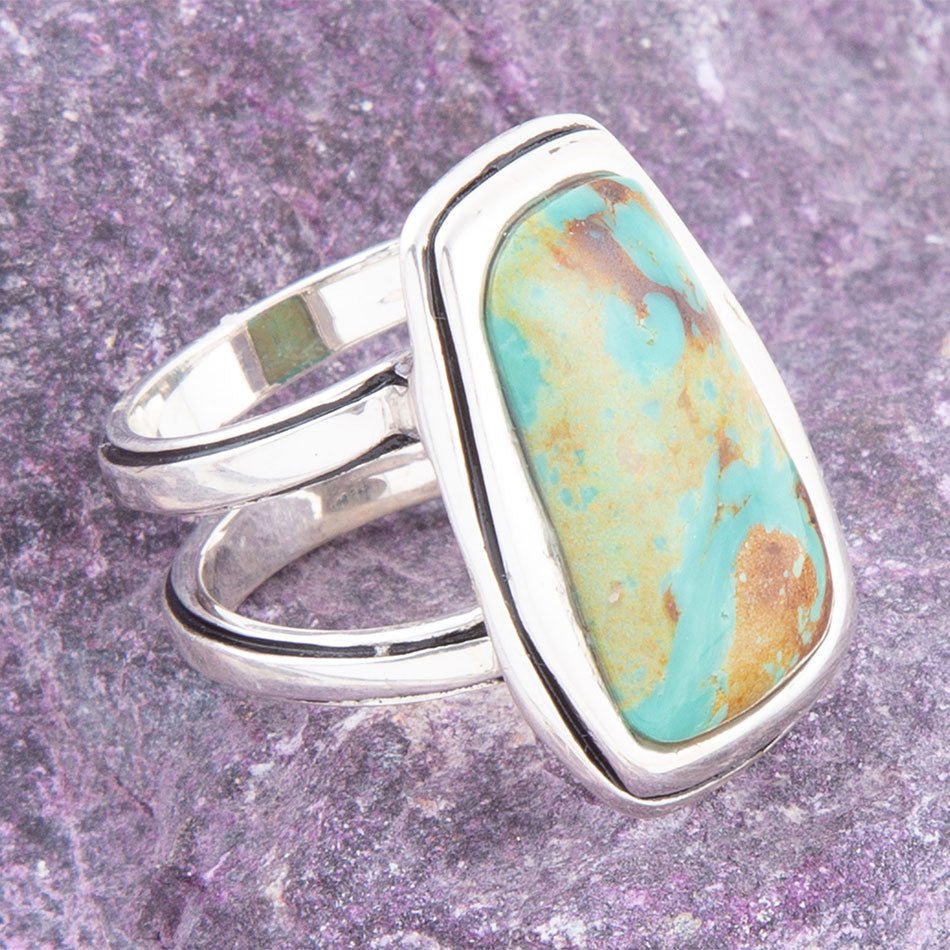 Art Blue Turquoise and Sterling Silver Statement Ring from KADOU Boutique