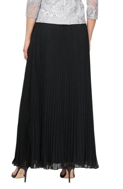 The Long Pleated Chiffon Skirt from the back.
