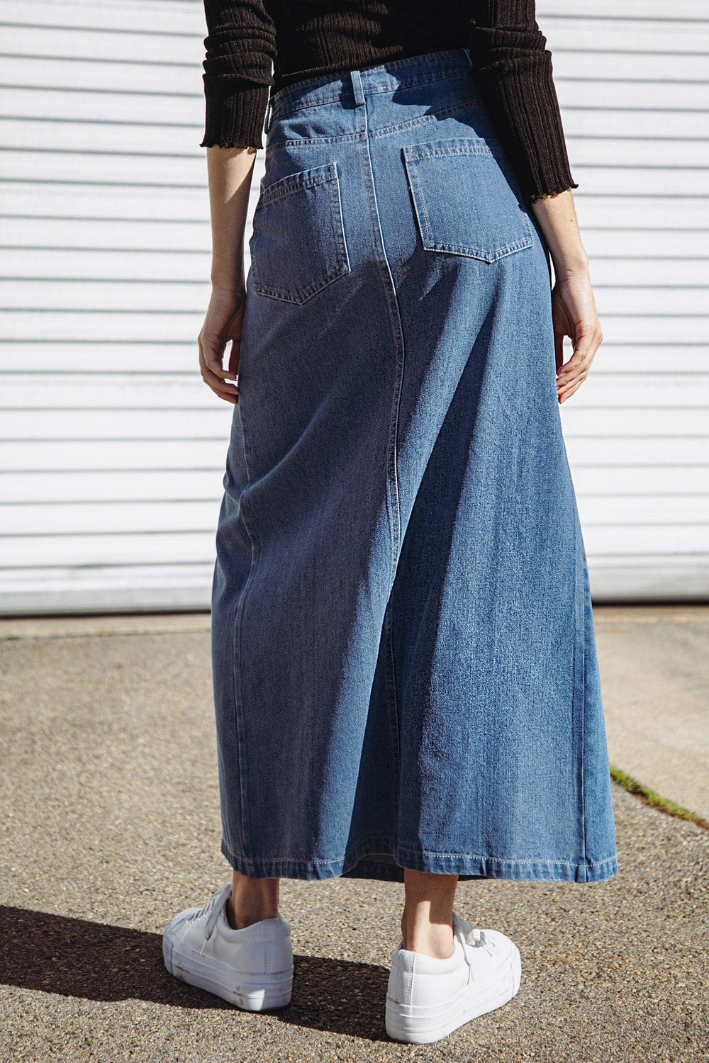 Sweet Talking Denim Midi Skirt from KADOU Boutique