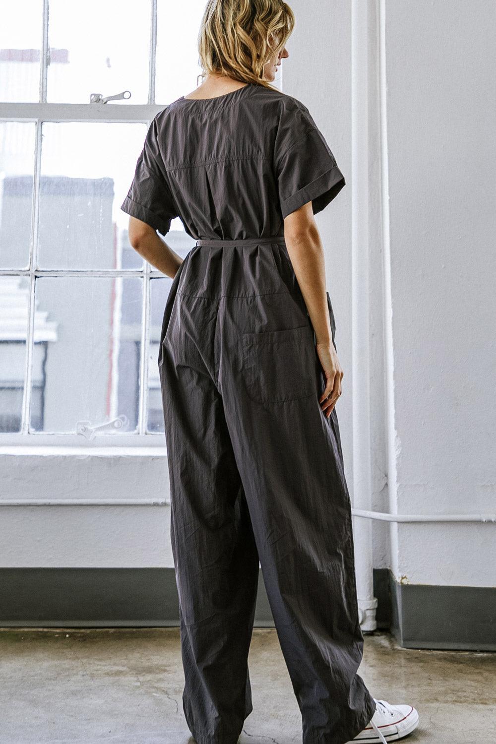 Say It Again Tie Waist Woven Jumpsuit from KADOU Boutique