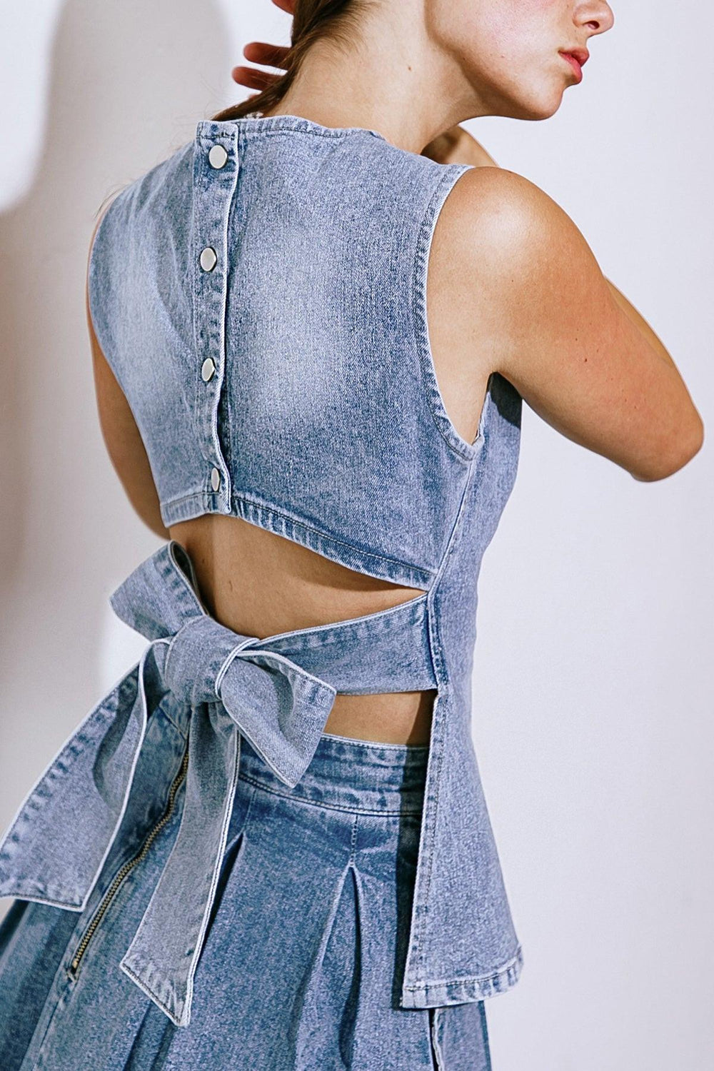 Be the Brightest Denim Top from KADOU Boutique