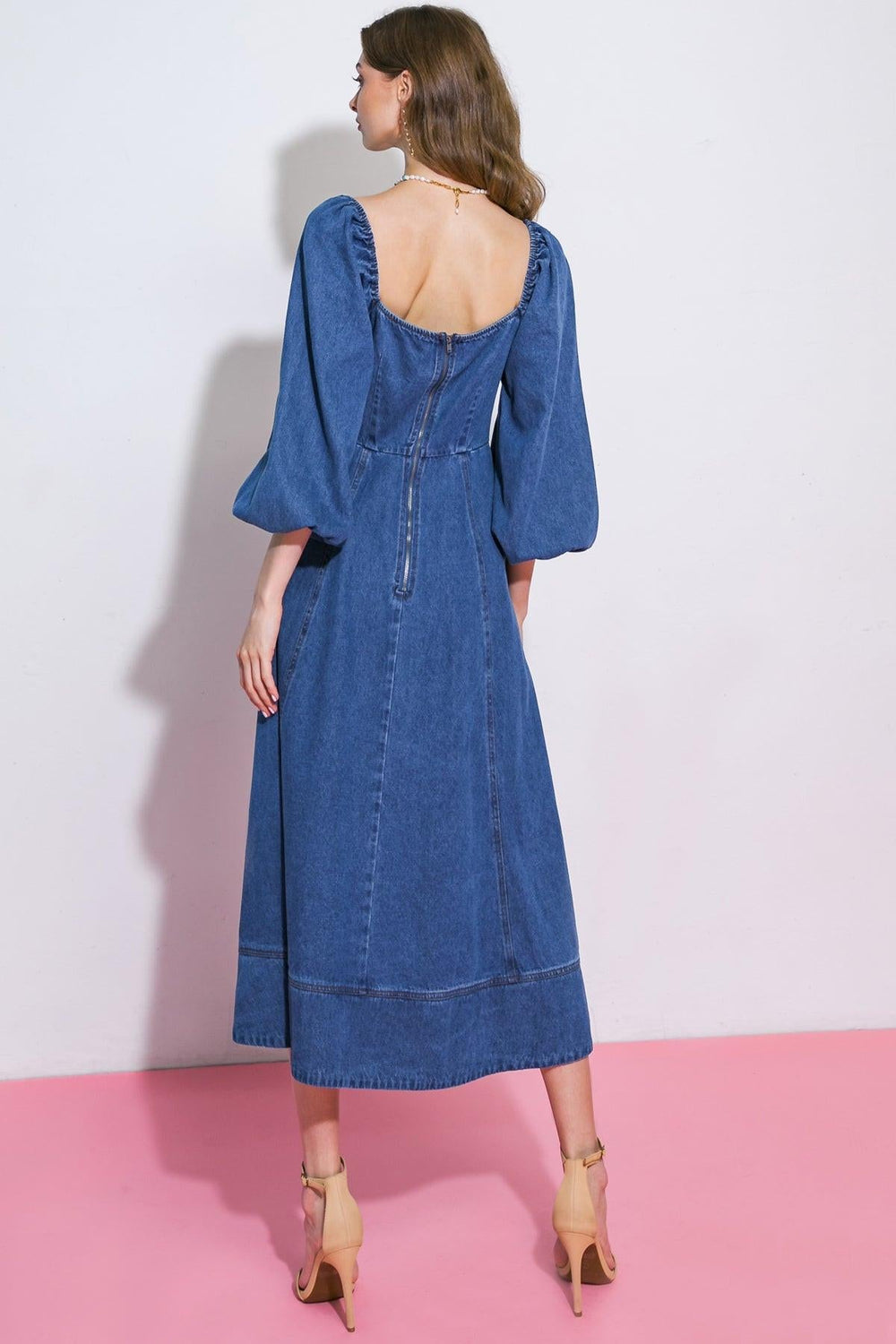 Feelin's Groovy Denim Midi Dress from KADOU Boutique
