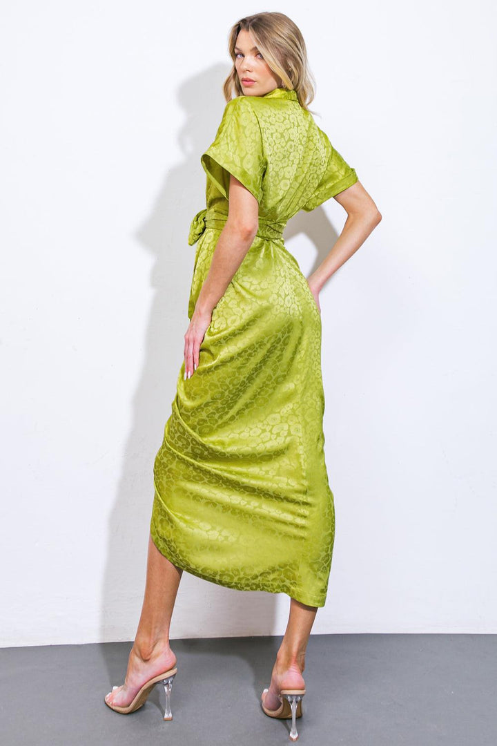 Coming to My Senses Woven Satin Midi Dress from KADOU Boutique