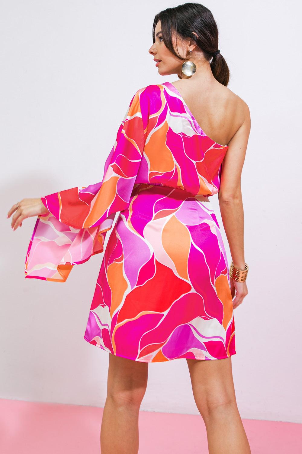 Desert Express Woven Satin Mini Dress from KADOU Boutique