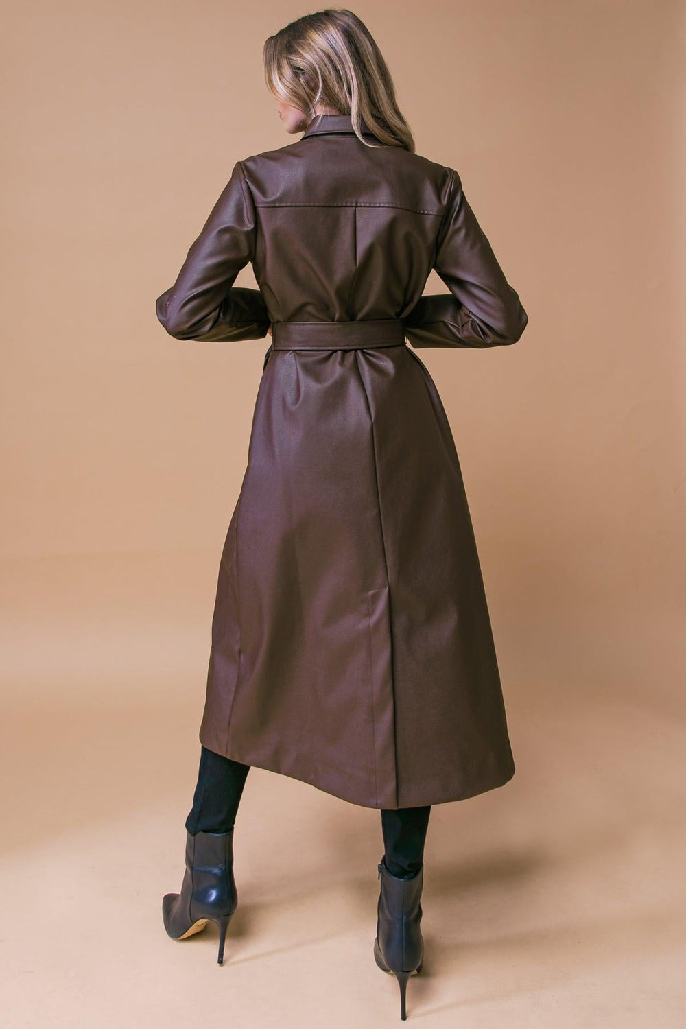 What a Wonderful Day Leather Midi Coat from KADOU Boutique