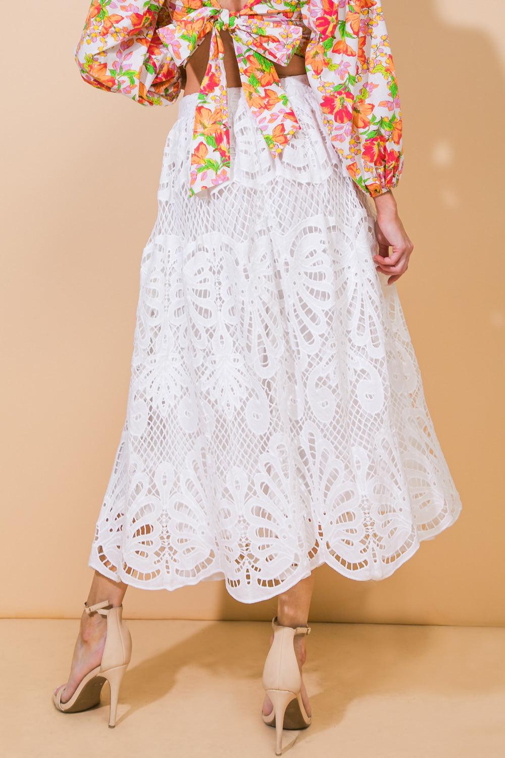Dreamy Nights Woven Midi Skirt from KADOU Boutique