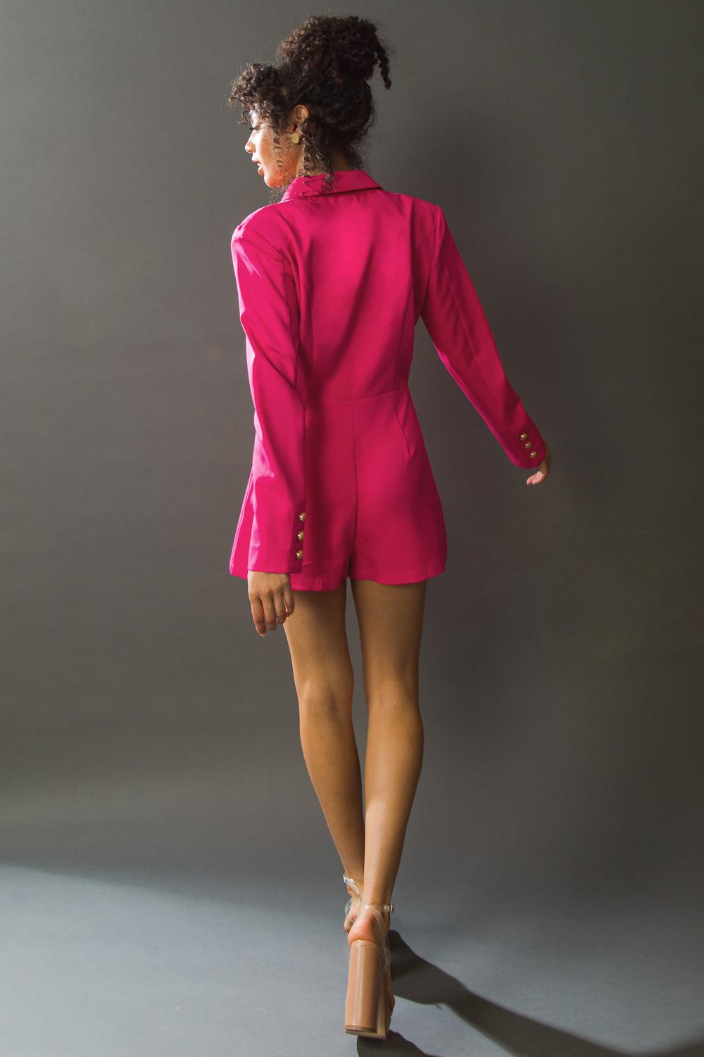 Hard to Catch Woven Blazer Romper from KADOU Boutique