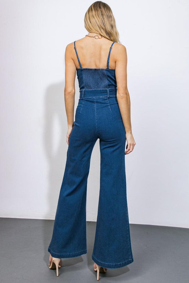 Drift Away Denim Wide Leg Jumpsuit from KADOU Boutique
