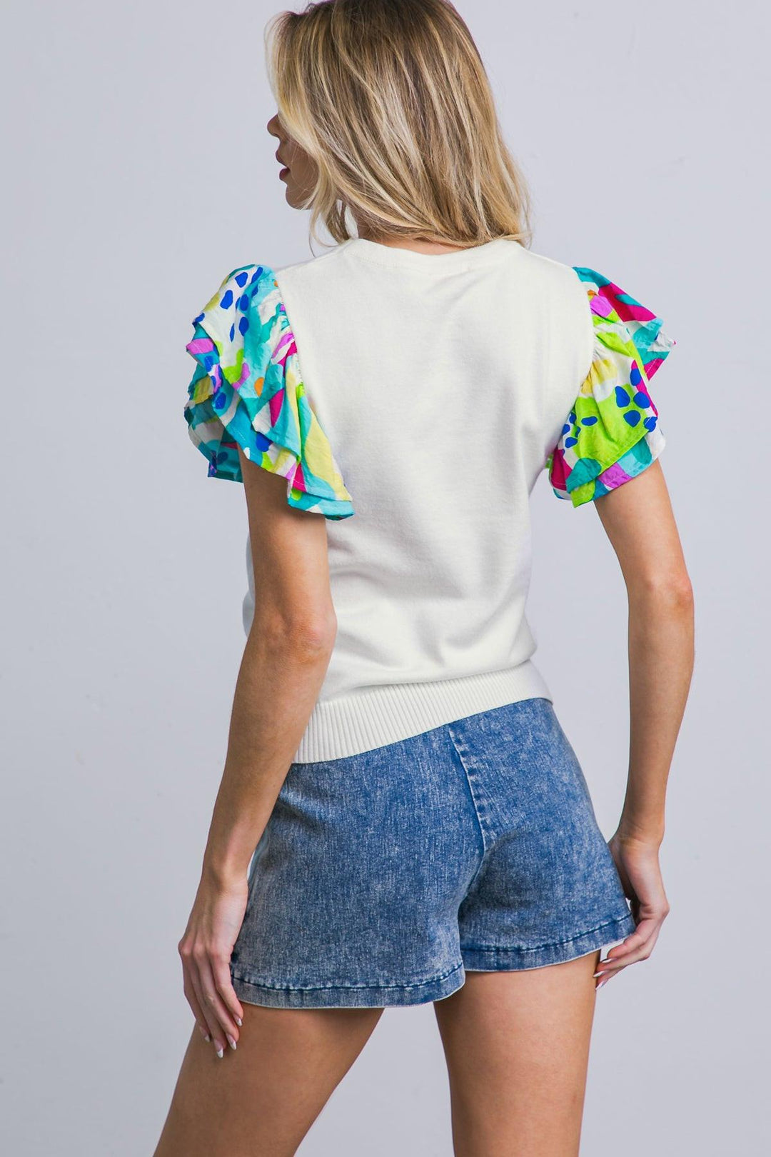 Glittery Glee Ruffle Sleeve Sweater Top from KADOU Boutique