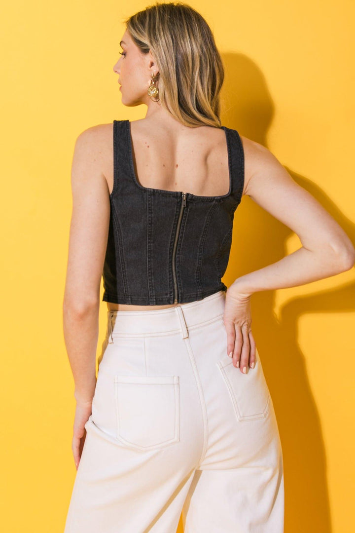 All Ahead Denim Crop Top from KADOU Boutique