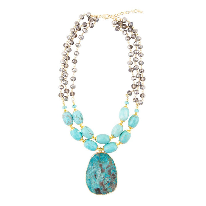 Baron Blue Turquoise Magnesite Pendant Statement Necklace