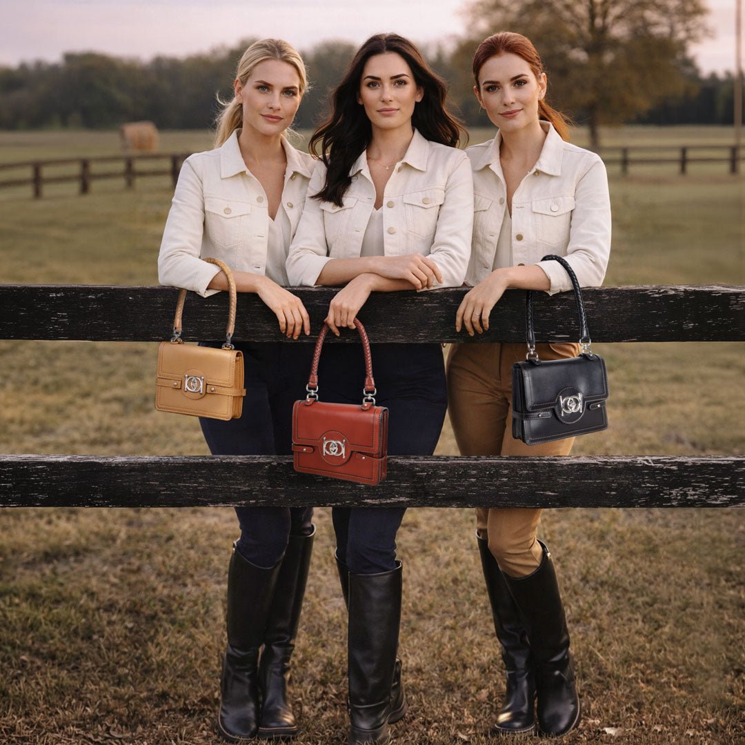 Bella -  Horse Bit Talisman Crossbody Luxury Leather Handbag in Cognac