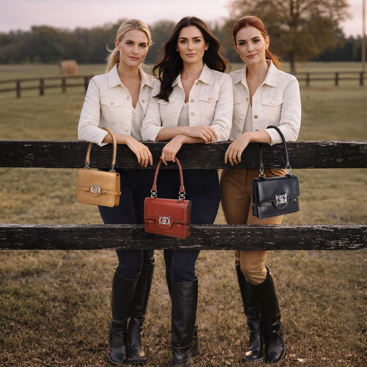 Bella -  Horse Bit Talisman Crossbody Luxury Leather Handbag in Cognac
