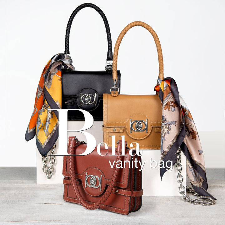 Bella -  Horse Bit Talisman Crossbody Luxury Leather Handbag in Cognac