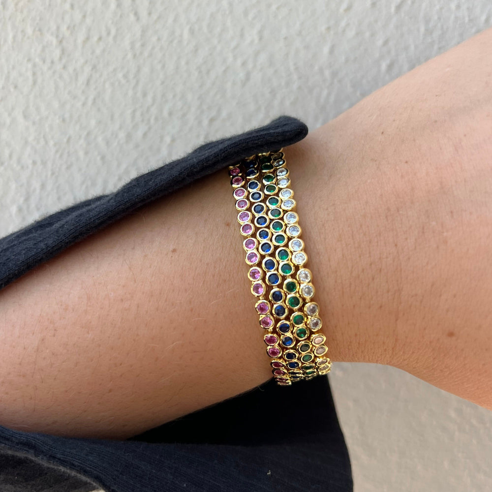 Bezel Tennis Bracelet- Emerald from KADOU Boutique