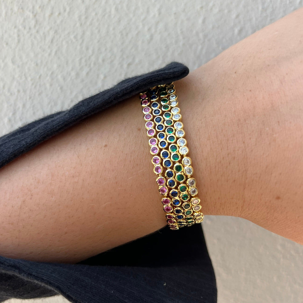 Bezel Tennis Bracelet- Pink from KADOU Boutique