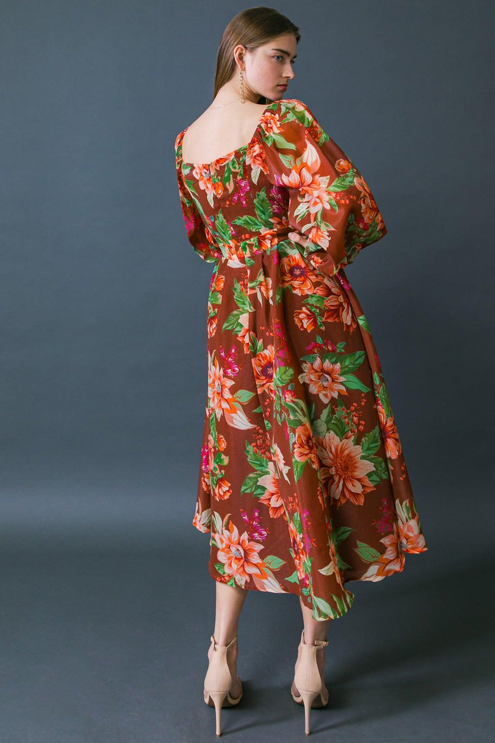 Let It Happen Woven Orgnza Midi Dress from KADOU Boutique