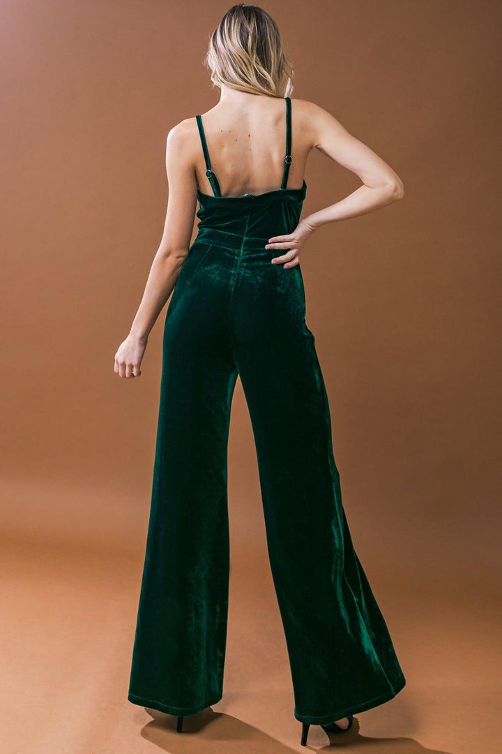 Blow a Kiss Velvet Wide Leg Jumpsuit from KADOU Boutique