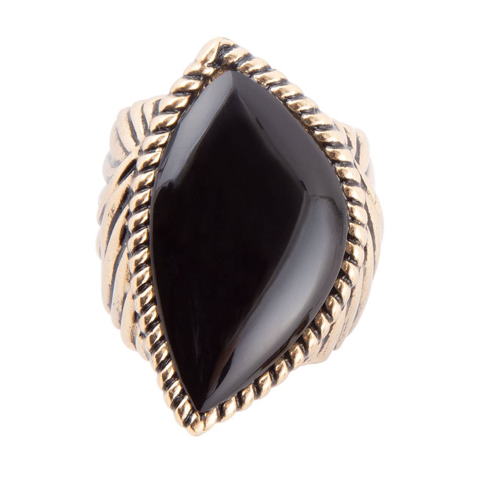 Black Onyx Golden Statement Rings from KADOU Boutique